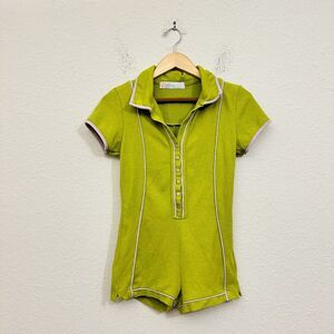 FREE PEOPLE Cabana Beach Terry Romper in Green/Mauve